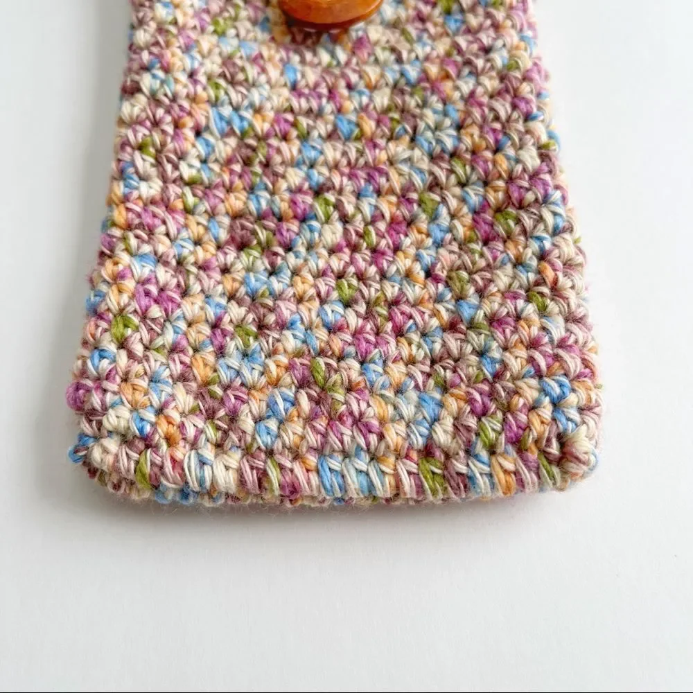 Hand Crafted Crochet iPhone Cover Multi Color Button Size iPhone 13 Pro